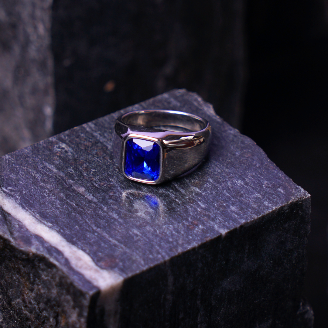 Silver Blue Stone Ring - TRB028