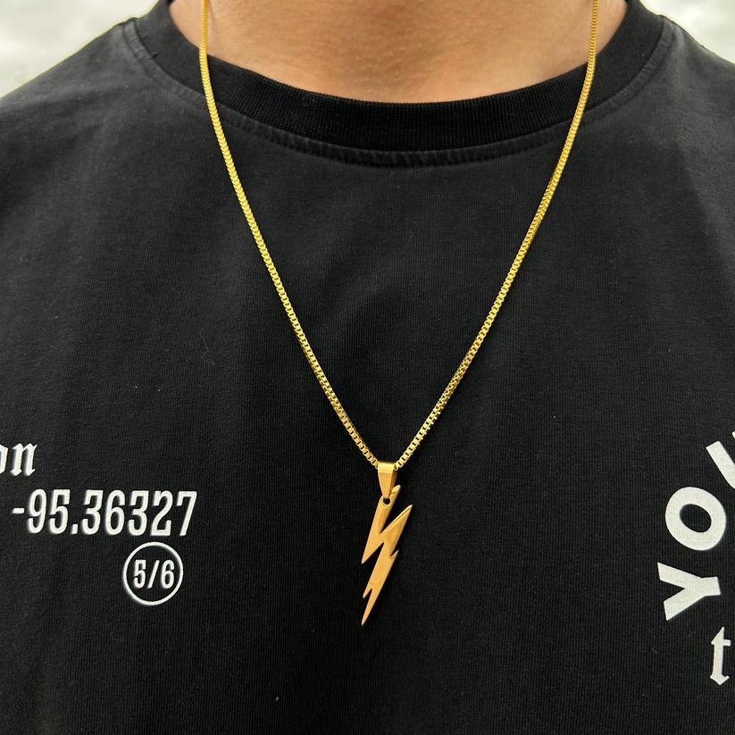 Gold Lightning Pendant & Chain