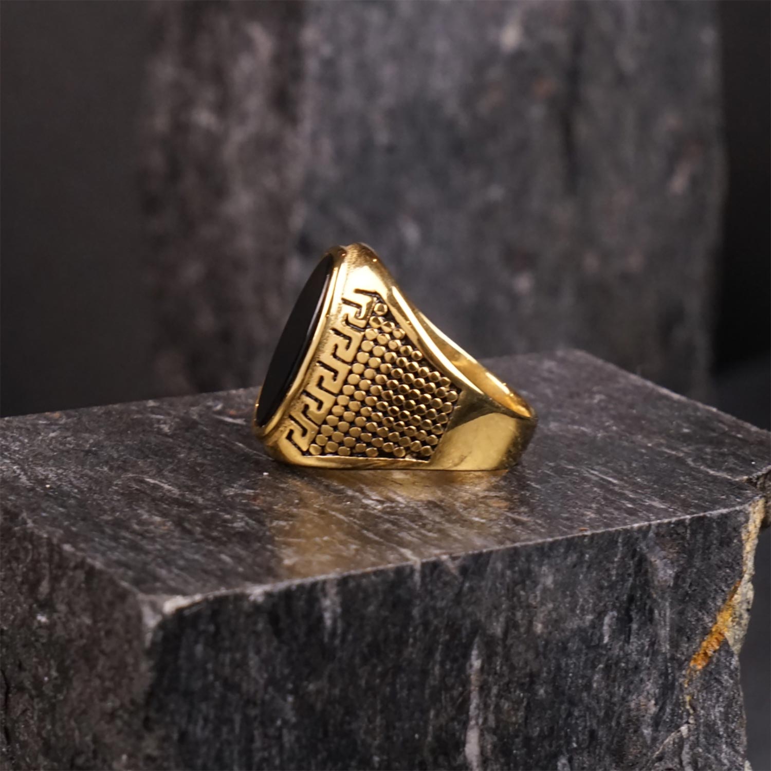 Golden Egyptian Onyx Ring - TRB015