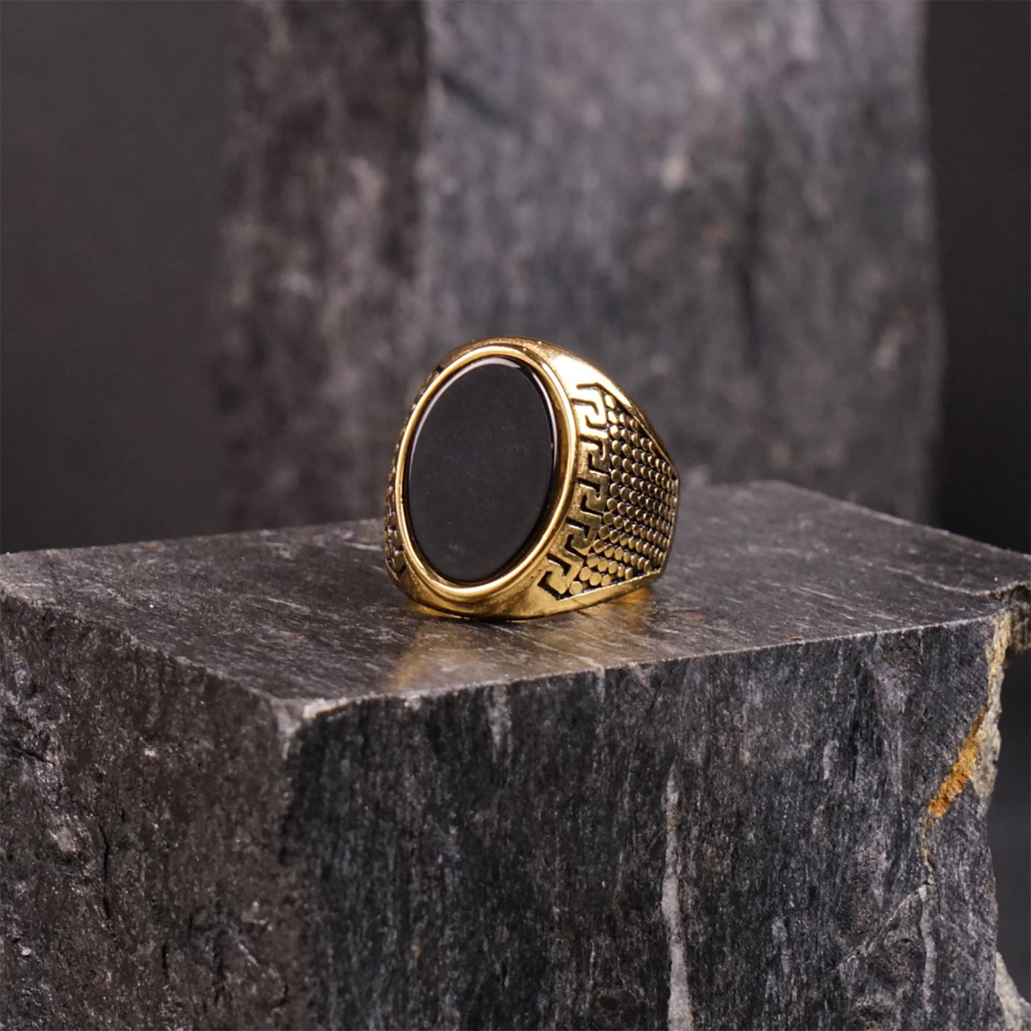 Golden Egyptian Onyx Ring - TRB015