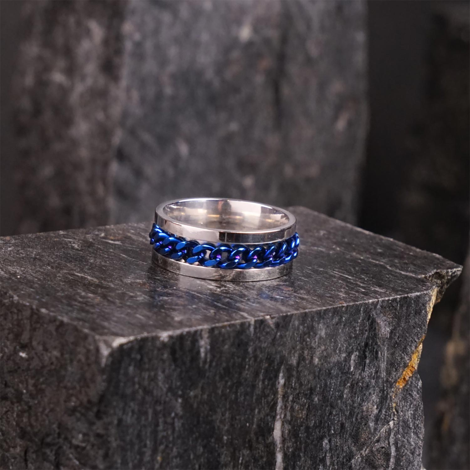 Blue Curb Chain Ring - 6 mm