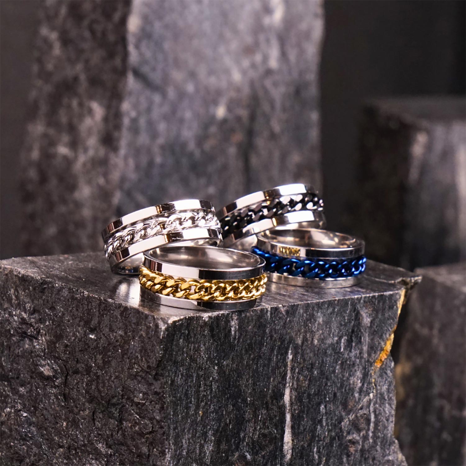 Blue Curb Chain Ring - 6 mm