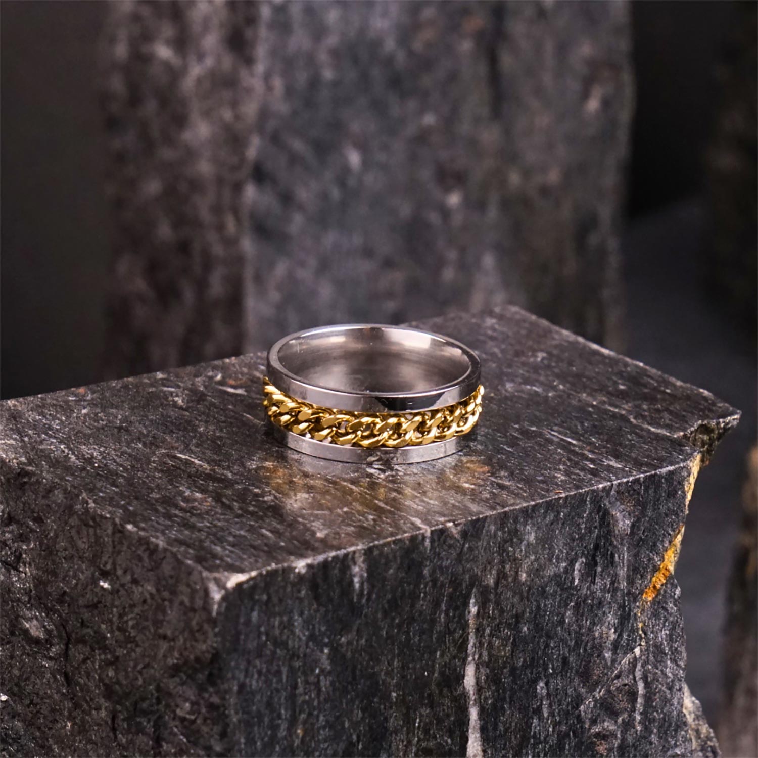 Golden Curb Chain Ring - 6 mm