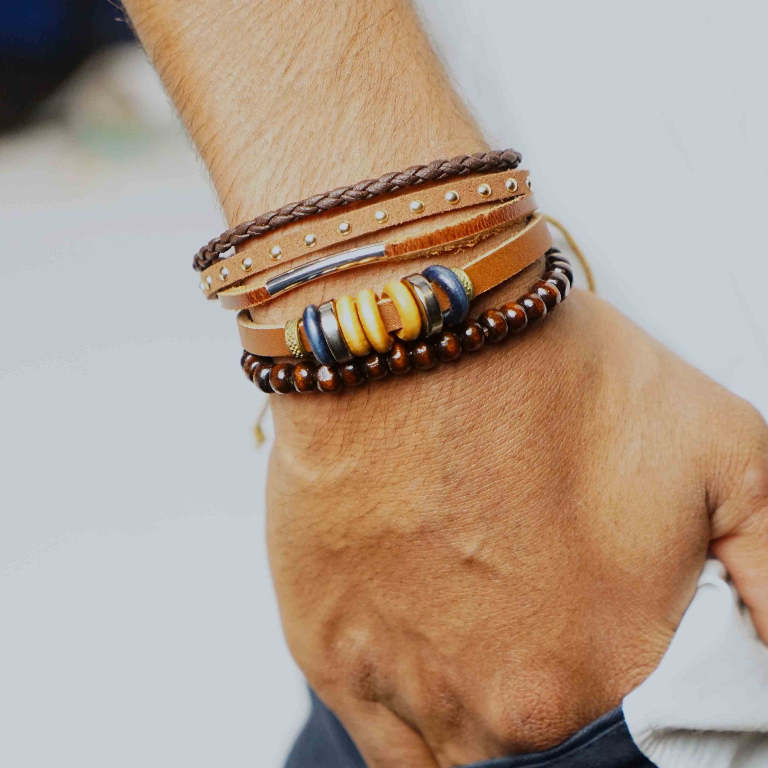 Multi-Leather Bracelet Stack