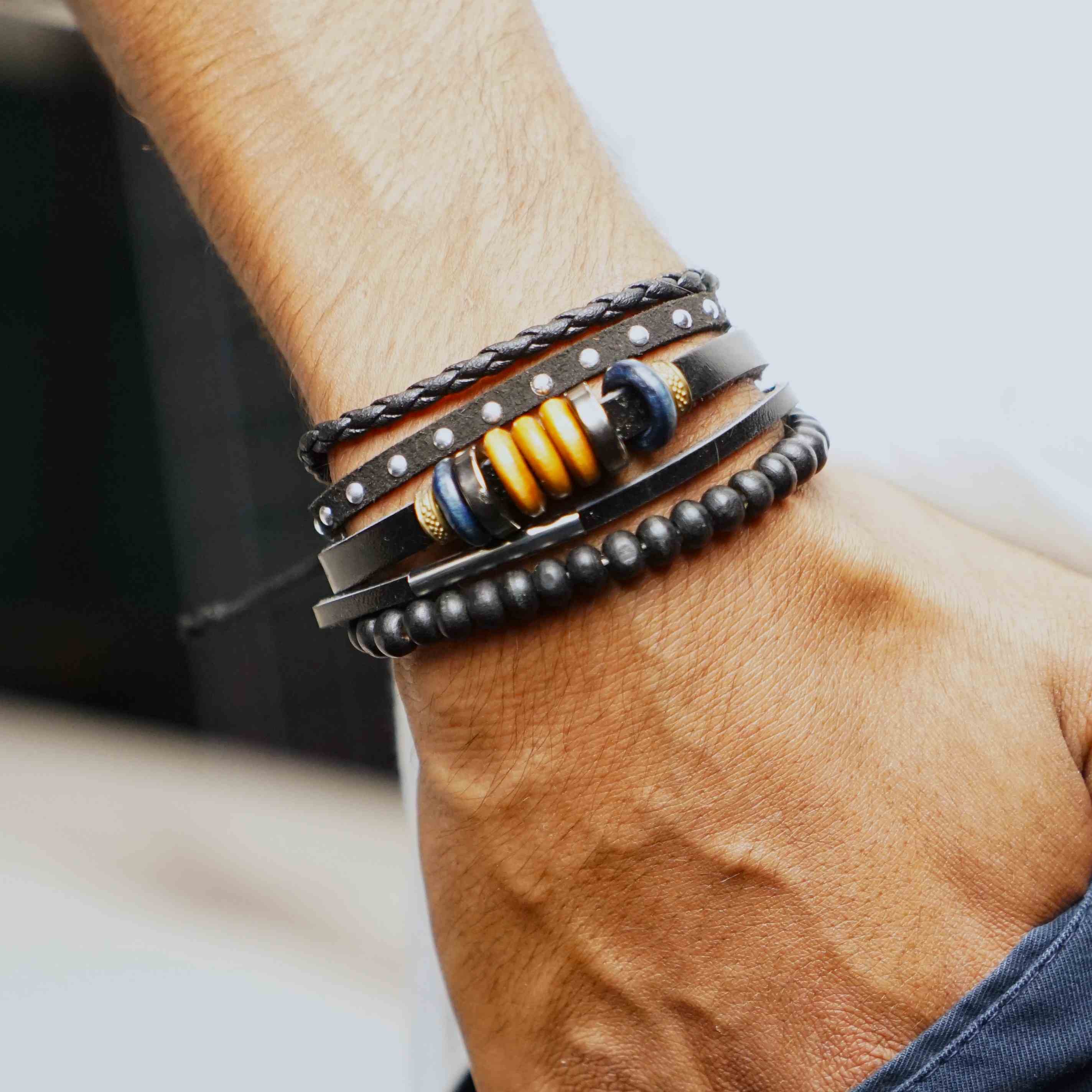 Multi-Leather Bracelet Stack