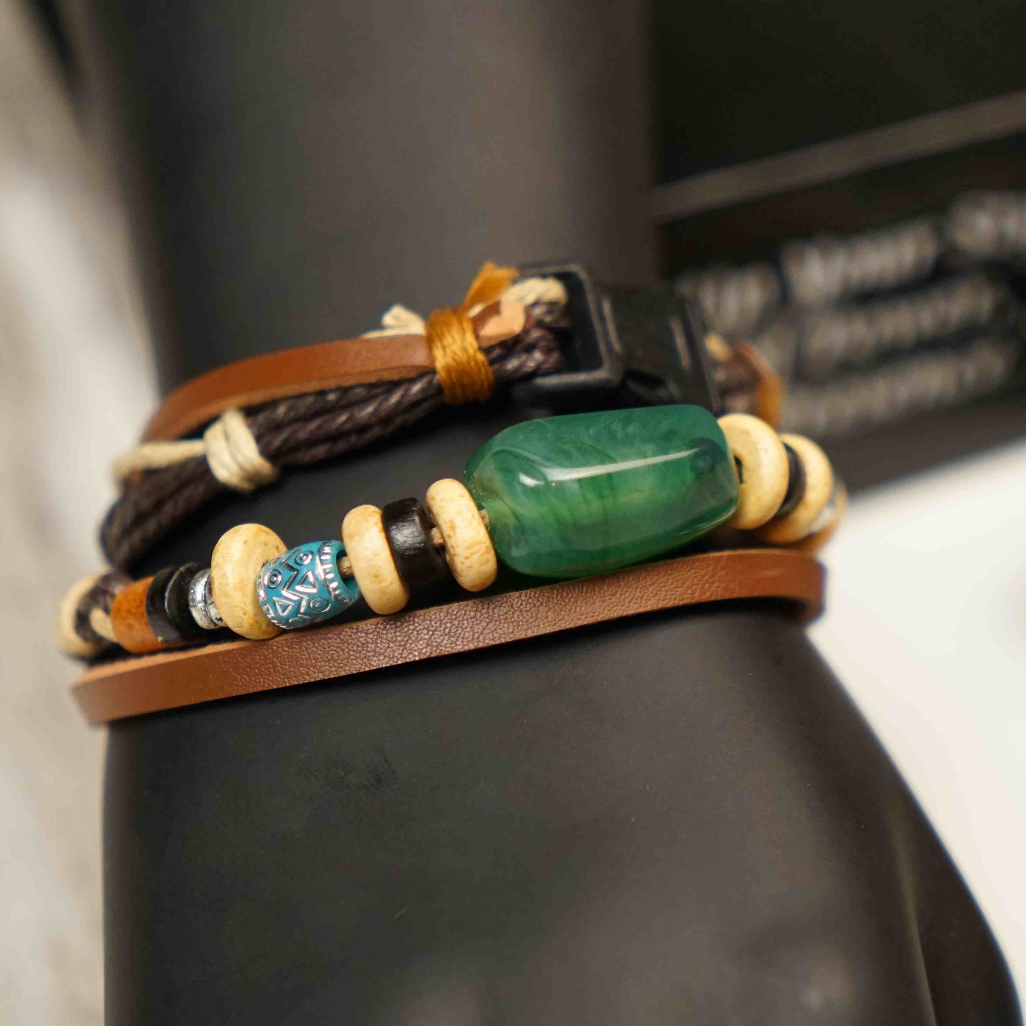 Turkish-Leather Bracelet Stack