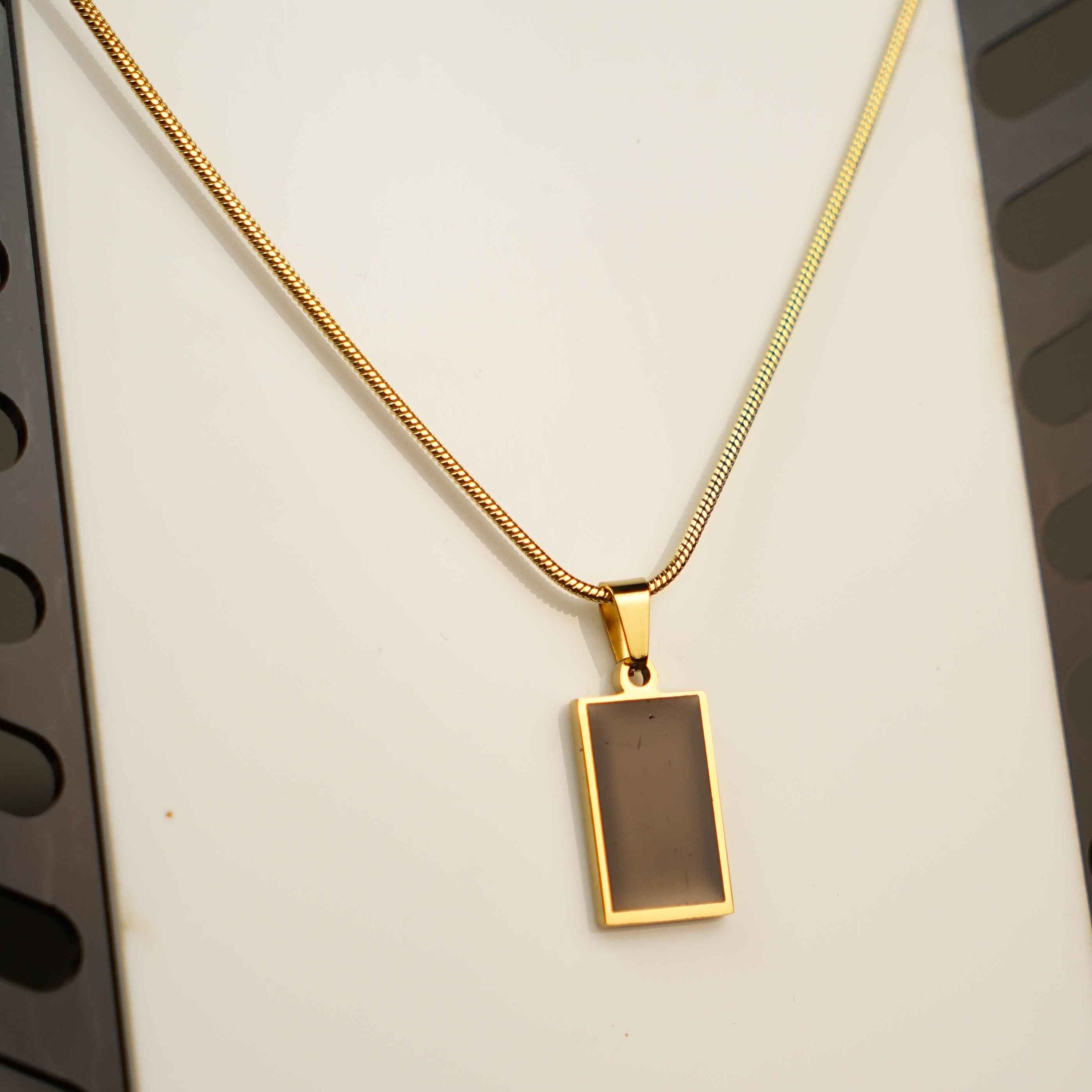 Golden Rectangle Pendant with Chain