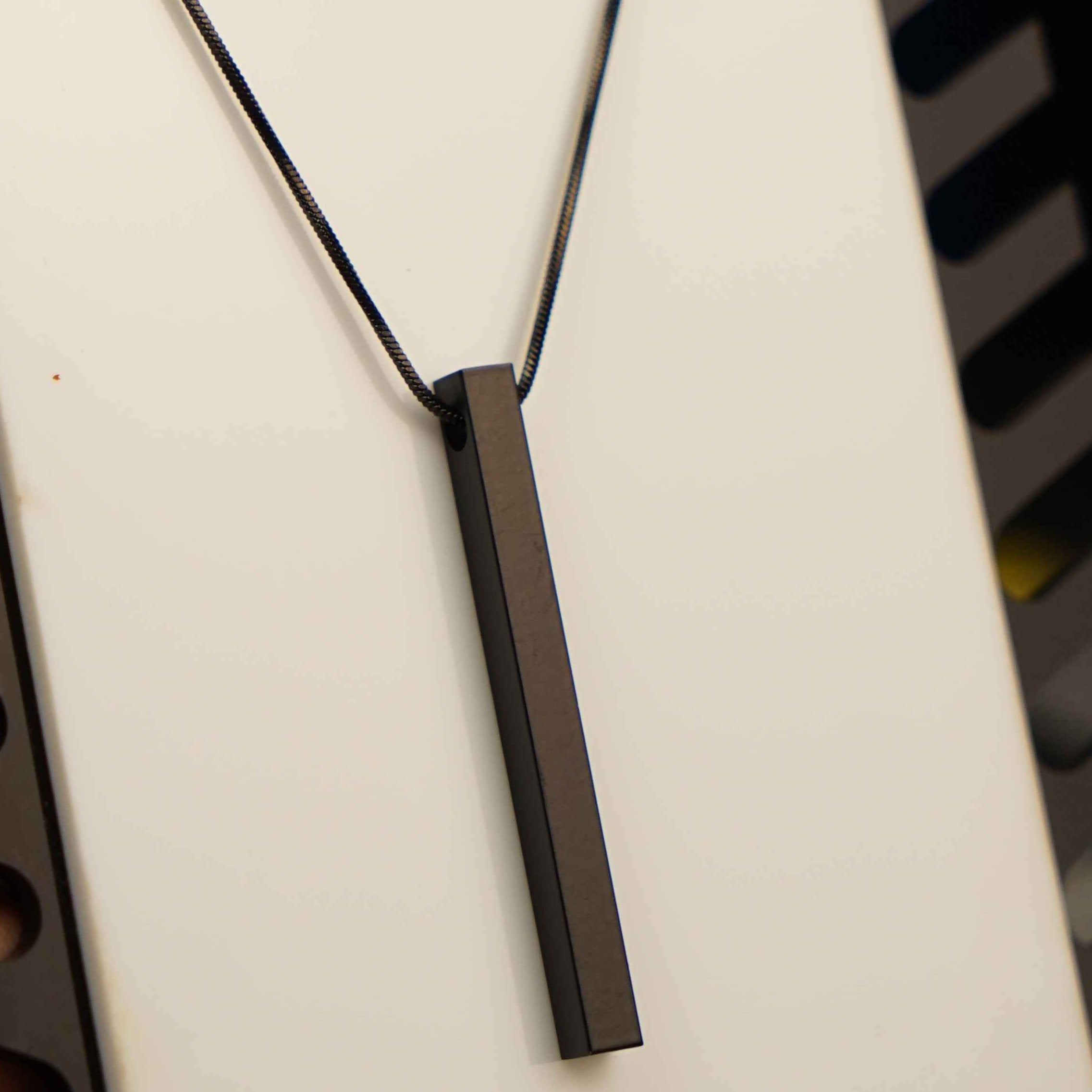 Black Bar Pendant & Chain