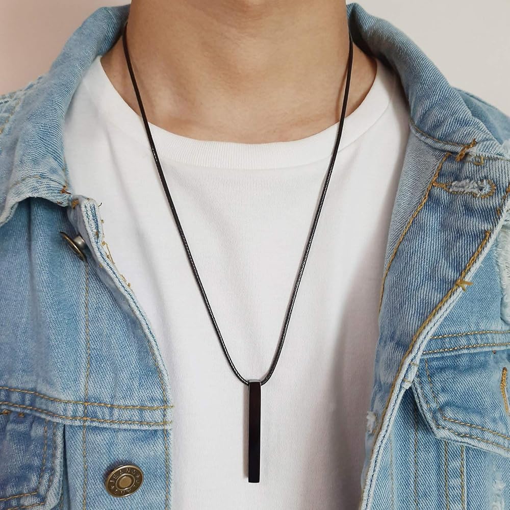 Black Bar Pendant & Chain