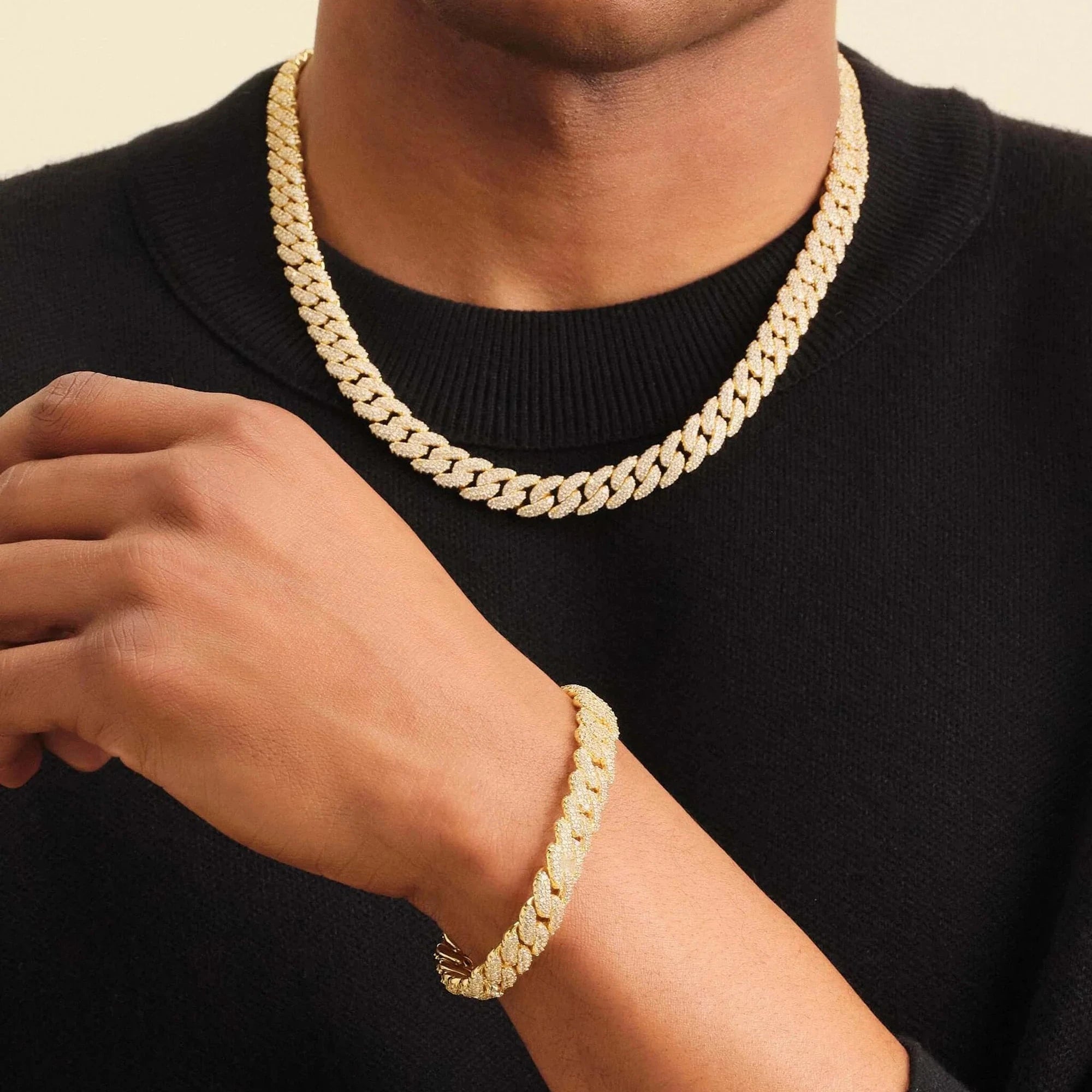 Iced Out Cuban Gold Set - 10mm